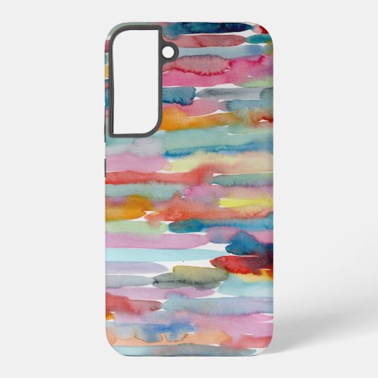 Kleurrijke Abstracte Waterverf penseelstreken voor Samsung Galaxy Hoesje (Achterkant)