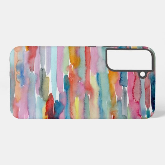 Kleurrijke Abstracte Waterverf penseelstreken voor Samsung Galaxy Hoesje (Achterkant horizontaal)