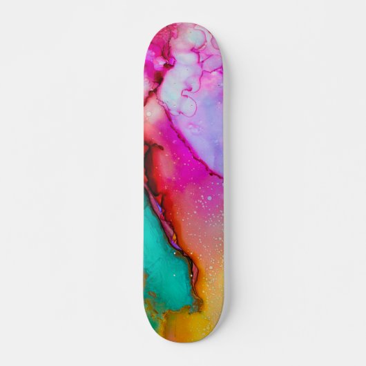 Kleurrijke Abstracte Waterverf Persoonlijk Skateboard (Voorkant)