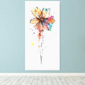 Kleurrijke abstracte waterverf schilderij van bloe canvas afdruk (Insitu (Houten vloer))