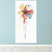 Kleurrijke abstracte waterverf schilderij van bloe canvas afdruk (Insitu (Houten vloer))