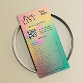 Kleurrijke Abstracte Waterverf Service prijslijst Reclamekaart