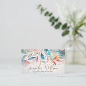 Kleurrijke Abstracte Waterverf Tree Art Visitekaartje (Staand voorkant)