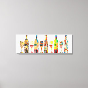 Kleurrijke Abstracte Waterverf van flessen en glaz Canvas Afdruk