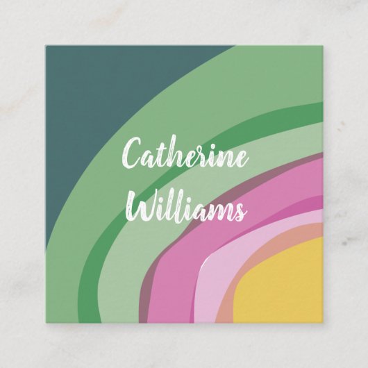 Kleurrijke Abstracte Waterverf Vierkante Visitekaartje (Voorkant)