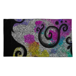 Kleurrijke abstracte waterverf, zwarte zeugen kussensloop