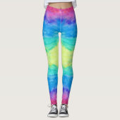 Kleurrijke Abstracte Waterverven Penseelstreken Leggings (Voorkant)