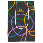 Kleurrijke Abstracte Wavi-lijnen Patroon Medium Cadeauzakje (Achterkant)