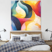 Kleurrijke Abstracte Wervelende Lint Canvas Afdruk (Insitu (Slaapkamer))