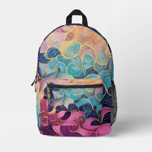 Kleurrijke abstracte wervelende ontwerp Gedrukte R Bedrukte Rugzak (Voorkant)