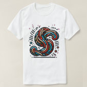 Kleurrijke Abstracte werveling letter "S" T-shirt (Design voorkant)