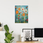 Kleurrijke Abstracte Wildflowers Nursery Botanical Poster (Thuiskantoor)