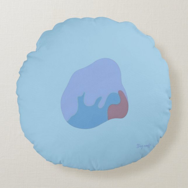 Kleurrijke Abstracte Worp Kussen - Blauwe Tinten (Voorkant)