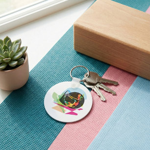 Kleurrijke Abstracte Yoga Houding Fitness en Welzi Sleutelhanger