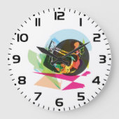 Kleurrijke Abstracte Yoga Pose Fitness en Wellness Grote Klok (Voorkant)