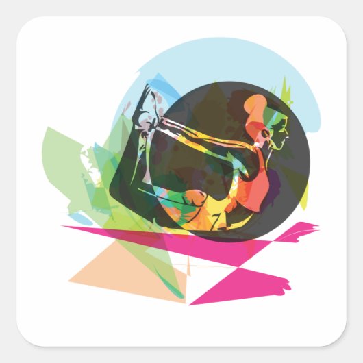 Kleurrijke Abstracte Yoga Pose Fitness en Wellness Vierkante Sticker (Voorkant)