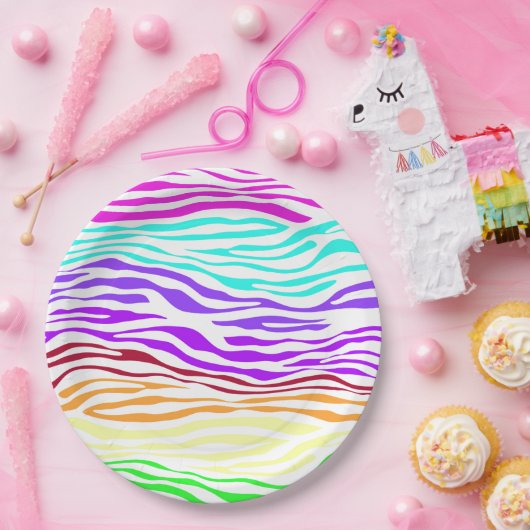 Kleurrijke Abstracte Zebra afdrukken Papieren Bordje (Feest)