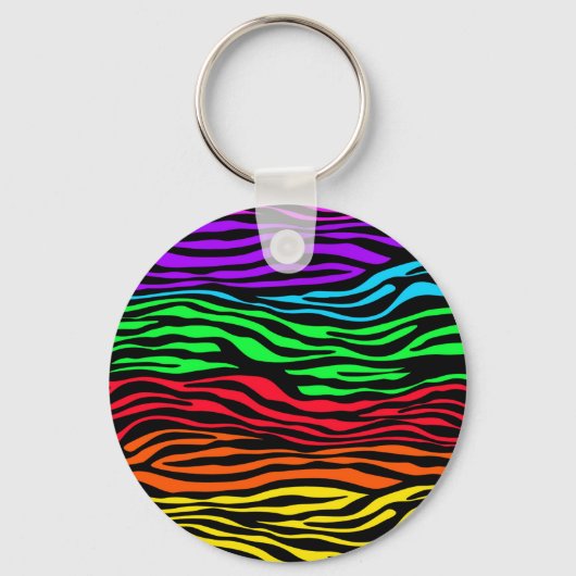 Kleurrijke Abstracte Zebra Sleutelhanger (Voorkant)