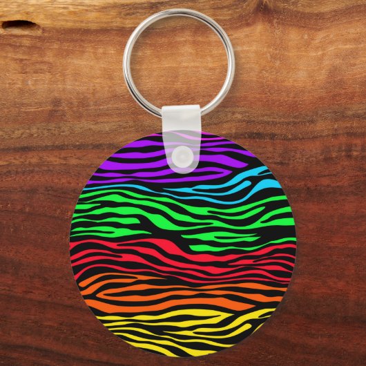 Kleurrijke Abstracte Zebra Sleutelhanger (Voorkant)