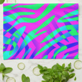 Kleurrijke Abstracte Zebraafdrukken aan de wilde z Theedoek (Gevouwen)