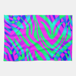 Kleurrijke Abstracte Zebraafdrukken aan de wilde z Theedoek