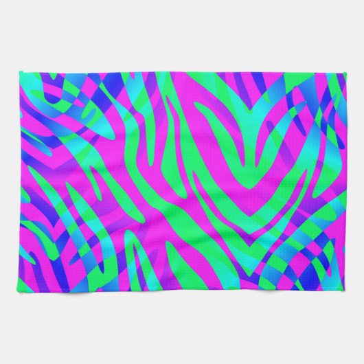 Kleurrijke Abstracte Zebraafdrukken aan de wilde z Theedoek (Horizontaal)
