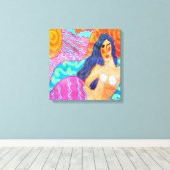 Kleurrijke Abstracte Zeemeermin Stretched Canvas P (Insitu (Houten vloer))