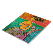 Kleurrijke Abstracte Zeemeerminnen schilderen Tegeltje (Zijkant)