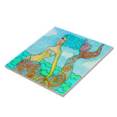 Kleurrijke Abstracte Zeemeerminnen schilderen Tegeltje (Zijkant)