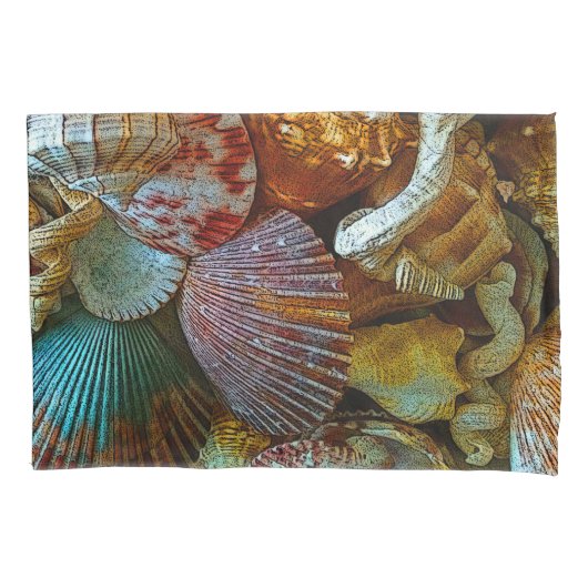 Kleurrijke Abstracte zeeschelpenpatroon Kussensloop (Voorkant-Links)