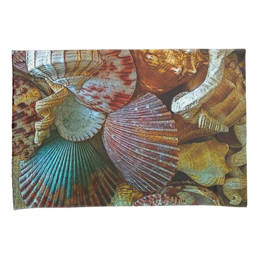 Kleurrijke Abstracte zeeschelpenpatroon Kussensloop (Voorkant-Rechts)