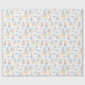 Kleurrijke abstracte zeilboten met golven op het z cadeaupapier (Vlak)