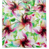 Kleurrijke Abstracte Zomerlelie Waterverven Douchegordijn (Voorkant)