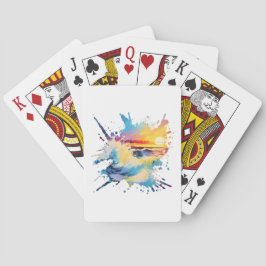 Kleurrijke Abstracte Zonsondergang Pokerkaarten