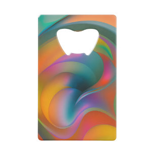 Kleurrijke Abstracte Zwemelen Oranje Blauw Groen R Creditkaart Flessenopener