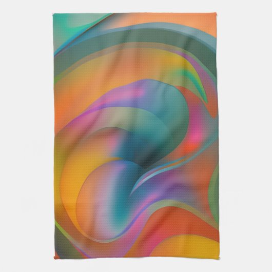 Kleurrijke Abstracte Zwemelen Oranje Blauw Groen R Theedoek (Verticaal)