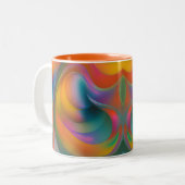 Kleurrijke Abstracte Zwemelen Oranje Blauw Groen R Tweekleurige Koffiemok (Voorkant links)