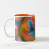 Kleurrijke Abstracte Zwemelen Oranje Blauw Groen R Tweekleurige Koffiemok (Links)