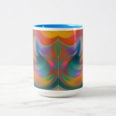 Kleurrijke Abstracte Zwemelen Oranje Blauw Groen R Tweekleurige Koffiemok (Center)