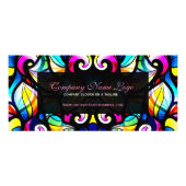 Kleurrijke Abstracte Zwemmen, Faux Glas in lood lo Reclamekaart (Voorkant)