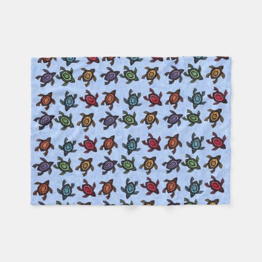 Kleurrijke Abstracte zwemschildpadden Fleece Deken (Voorkant (Horizontaal))