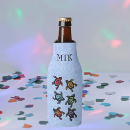 Kleurrijke Abstracte zwemschildpadden Flesjeskoeler