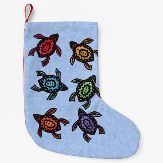 Kleurrijke Abstracte zwemschildpadden Kleine Kerstsok (Voorkant)