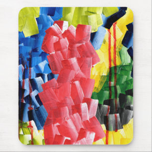 Kleurrijke Abstractie in Rood, Blauw, Geel en Groe Muismat