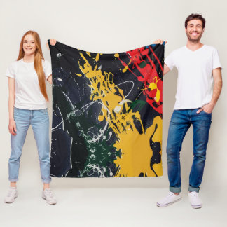 Kleurrijke abstracties: spatten en lijnen fleece deken