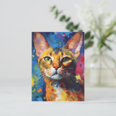 Kleurrijke Abyssinische kat Briefkaart (Staand voorkant)
