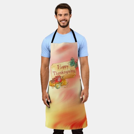 Kleurrijke achtergrond en pompoenen schort (Gedragen)