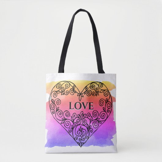 Kleurrijke achtergrond LOVE Harde Canvas tas (Voorkant)