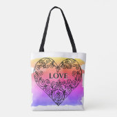Kleurrijke achtergrond LOVE Harde Canvas tas (Achterkant)