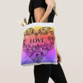 Kleurrijke achtergrond LOVE Harde Canvas tas (Dichtbij)